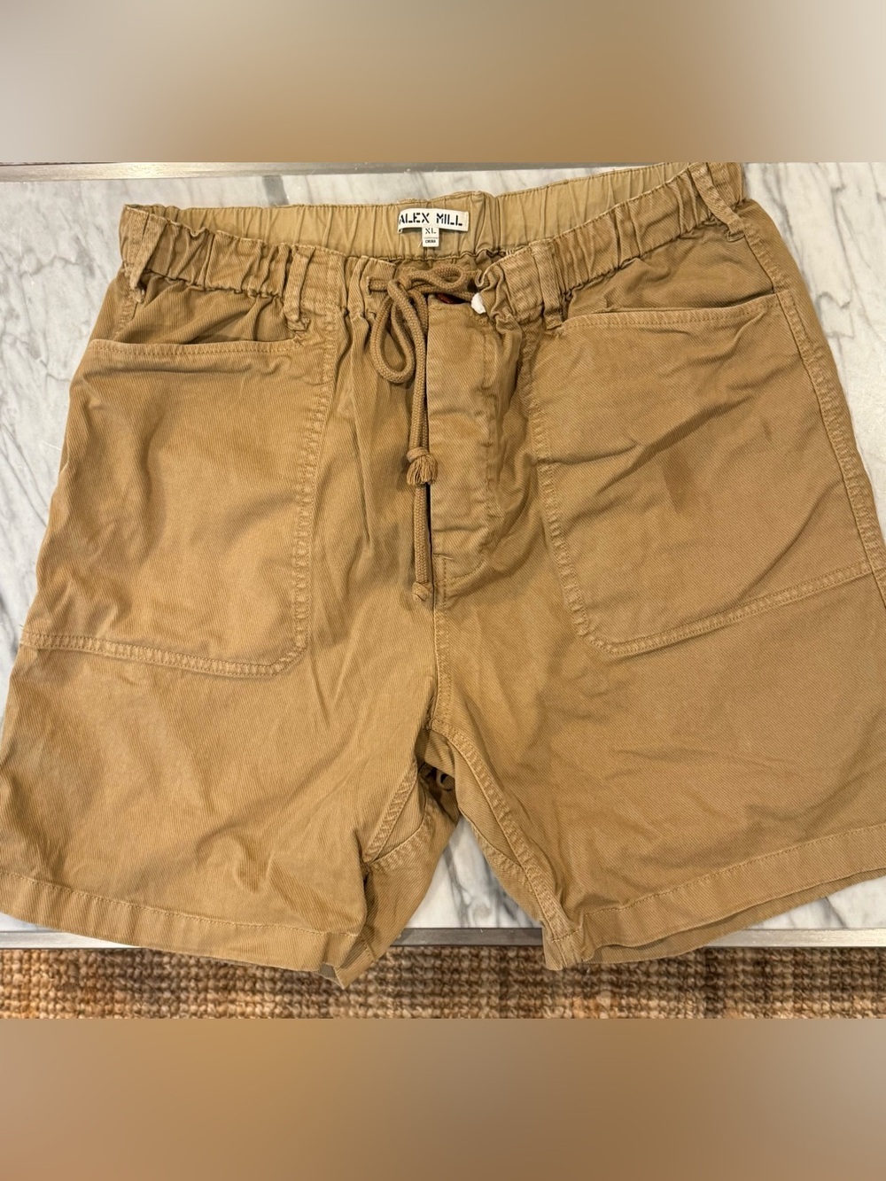 Alex Mill Tan Cotton Drawstring Flat-Front Shorts